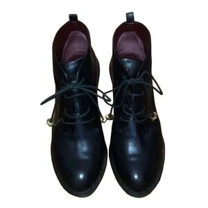 MARC By Marc Jacobs Black Leather Granny Wedge Heel Booties boots size 7.5‎